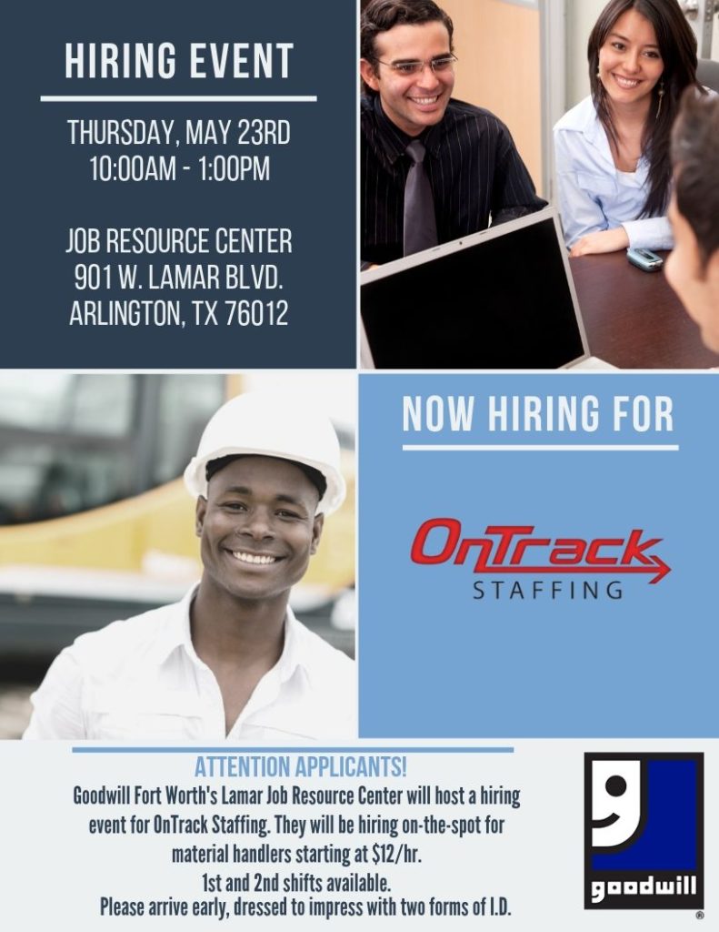 Arlington Job Resource Center Hiring Event Goodwill